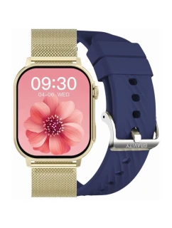 Dámské chytré hodinky GRAVITY GT15-11 Navy Blue Silicone Strap + zlatý náramek