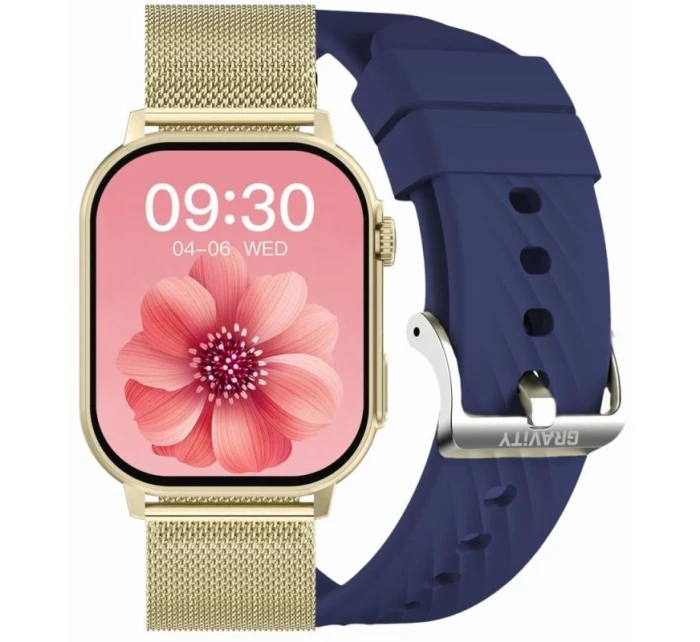 Dámské chytré hodinky GRAVITY GT15-11 Navy Blue Silicone Strap + zlatý náramek Dámské chytré hodinky GRAVITY GT15-11 Navy Blue Silicone Strap + zlatý náramek