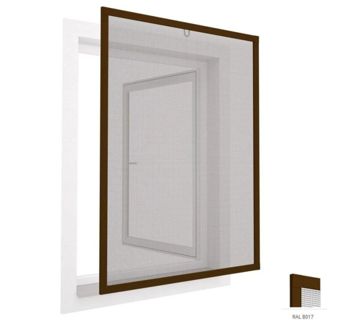 ALU OKENNÍ MOSKYTIÉRA 100X120 HNĚDÁ PLUS