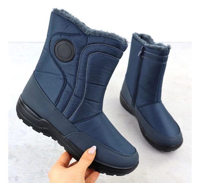 Dámské ploché zateplené sněhule tmavě modré Potocki SU33310 Dámské ploché zateplené sněhule tmavě modré Potocki SU33310