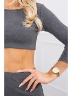 Souprava halenky a sukně v grafitové barvě