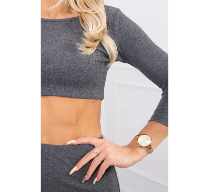 Souprava halenky a sukně v grafitové barvě