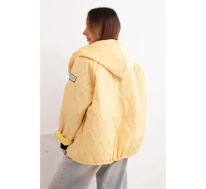 Dámská model 21791591 prošívaná bunda s kapucí a zipem žlutá - K-Fashion Dámská model 21791591 prošívaná bunda s kapucí a zipem žlutá - K-Fashion