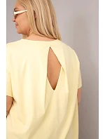 Dámská bavlněná halenka Plus Size s krátkým rukávem žlutá Dámská bavlněná halenka Plus Size s krátkým rukávem žlutá