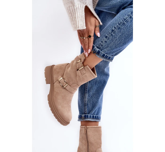 Dámské Boty Na Plochém Podpatku S Bežové model 21638093 - Boto Dámské Boty Na Plochém Podpatku S Bežové model 21638093 - Boto