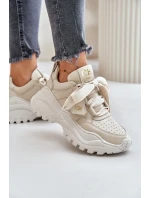 Dámské Kožené Tenisky Béžové model 21671647 - CheBello