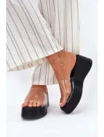 Dámské pantofle s páskem na klínu černé model 21696443 - Boto