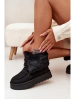 Dámské Sněhule Na Platformě S Kožešinou A Šněrováním Big Star model 21705911 Černé - Big Star Shoes Dámské Sněhule Na Platformě S Kožešinou A Šněrováním Big Star model 21705911 Černé - Big Star Shoes