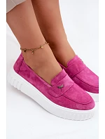 Kožené semišové dámské polobotky na platformě nazouvací Vinceza Fuksiová