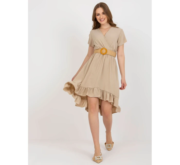 Sukienka DHJ SK model 21110918 beżowy - FPrice Sukienka DHJ SK model 21110918 beżowy - FPrice