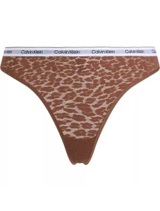 Dámská tanga HIGH LEG THONG 000QD5051E FUA hnědé - Calvin Klein