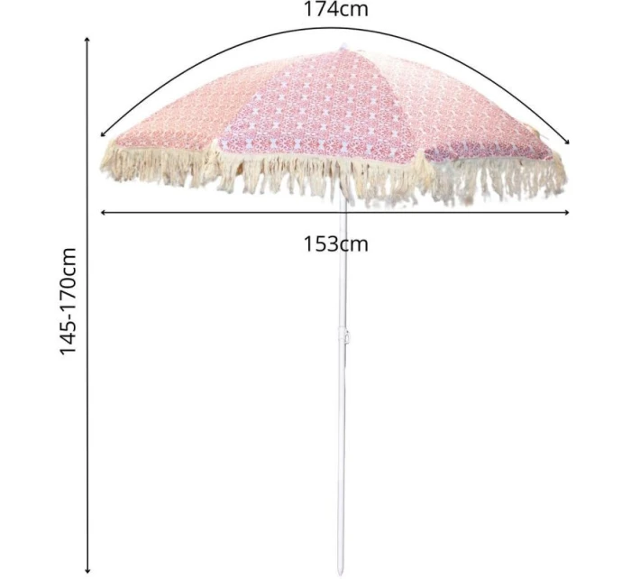 PLÁŽOVÝ A ZAHRADNÍ SLUNEČNÍK SE STŘAPCI 174 CM ČERVENÝ