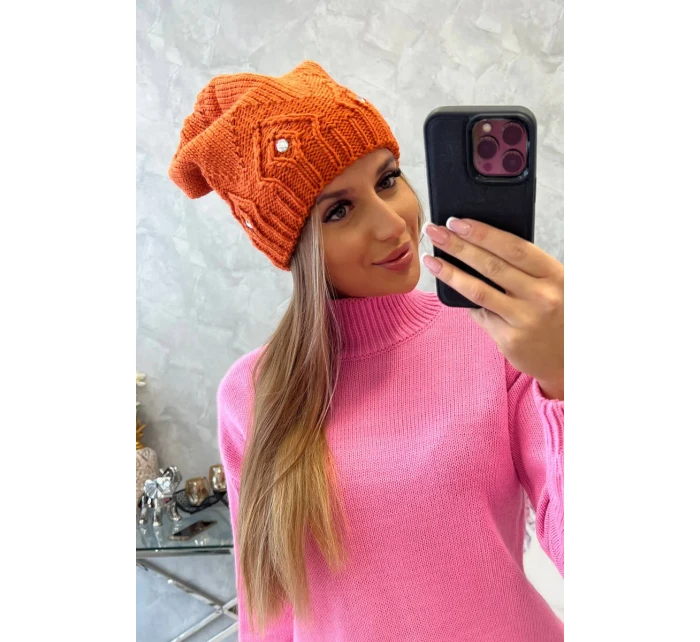 Dámská čepice oranžová model 18752343 - K-Fashion Dámská čepice oranžová model 18752343 - K-Fashion