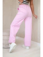 Kalhoty Punto s širokou nohavicí světle růžová