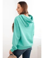 Dámská mikina s kapucí a model 21494963 z bavlny mátová - K-Fashion