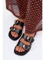 Dámské pantofle se zlatými sponami Černé model 21919167 - Boto