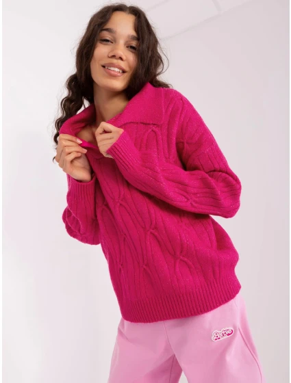 Sweter AT SW  fuksjowy model 19018617 - FPrice