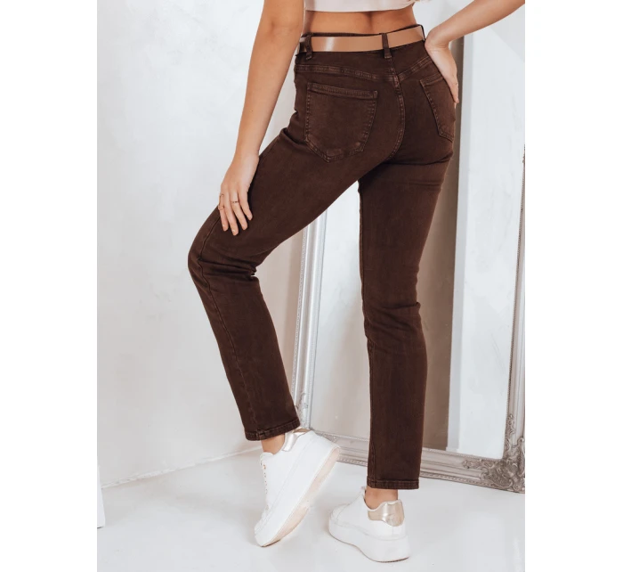 Dámské úzké zúžené džíny hnědé FashionStreet UY2843