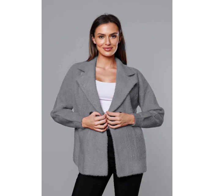 Krátký šedý přehoz přes oblečení typu alpaka model 18059131 - MADE IN ITALY