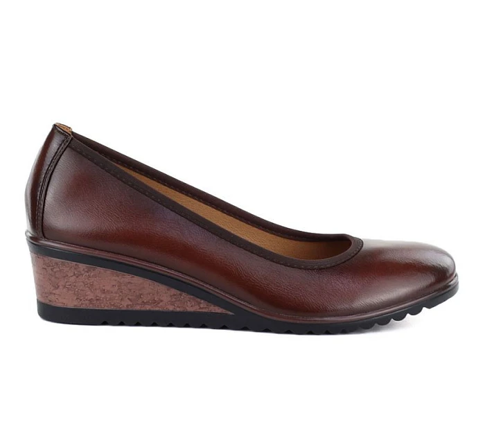 Dámské polobotky na podpatku hnědé model 22097259 - VINCEZA