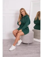 Zateplené šaty s kapucí tmavě zelené