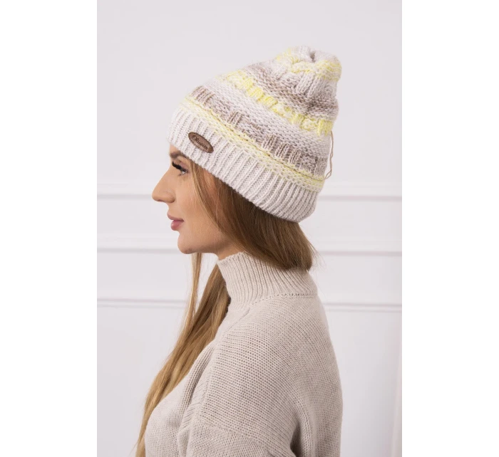 Fleecová čepice Patrycja K254 žlutá+béžová