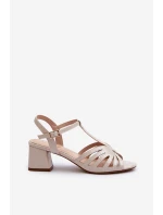 dámské sandály na podpatku  Béžové model 21659197 - SERGIO LEONE