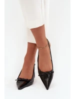Lakované lodičky na s mašlí Černé model 21709656 - Boto