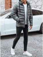 Pánská prošívaná zimní bunda s kapucí v grafitové barvě Dstreet TX5057