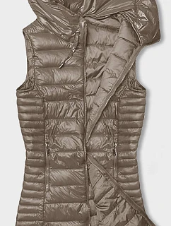 Prošívaná vesta s kapucí cappuccino (16M9113-62)