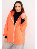 Dámská model 21791603 prošívaná bunda s kapucí a zipem oranžová - K-Fashion Dámská model 21791603 prošívaná bunda s kapucí a zipem oranžová - K-Fashion