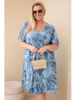 Dámské viskózové šaty Plus Size s krátkým rukávem a vzorem model 22043112 - K-Fashion
