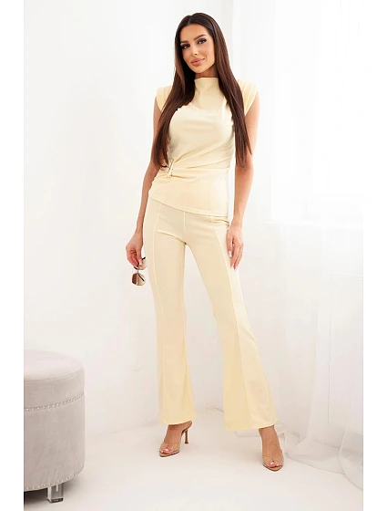 Dámský komplet s  a širokými kalhotami žlutý model 22084839 - K-Fashion