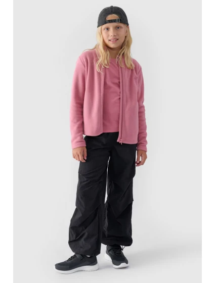 Dívčí fleece s límcem Slim 4F Růžový 4FJWMM00TFLEF261-56S