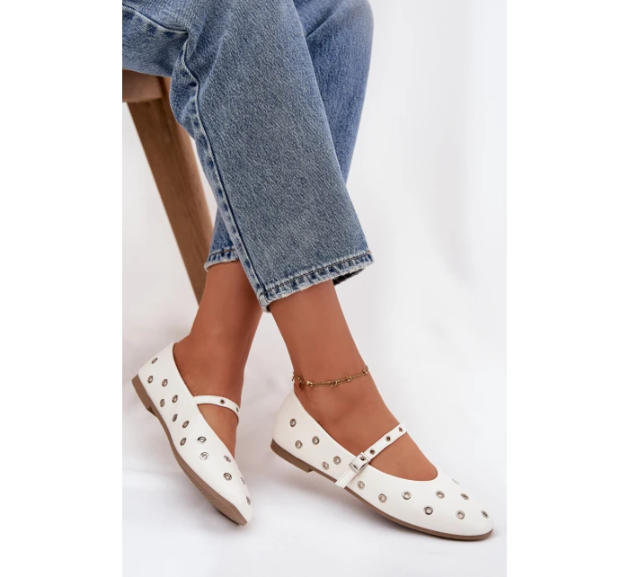 Dámské baleríny se stříbrnými prvky bílé Marivon