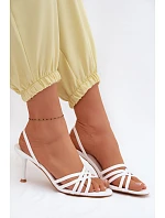 Dámské sandály na podpatku s pásky bílé Velivelle