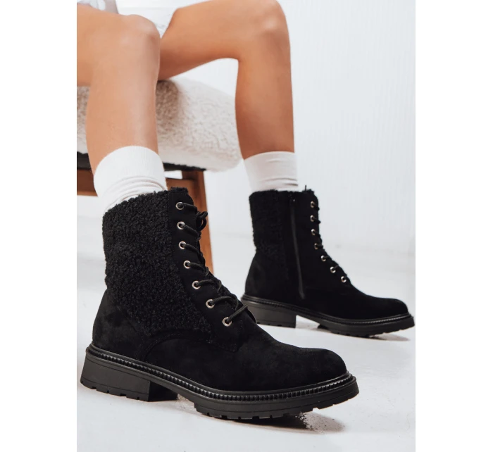 Dámské semišové šněrovací boty černé FashionStreet ZY1231