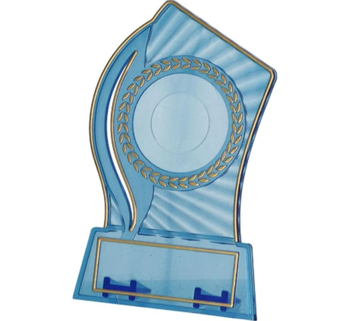 Plastová trofej - transparentní zlatá s prostorem pro vložku 25/40 mm a plaketu 56 mmX18 mm T-M