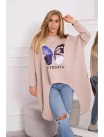 Oversize halenka s potiskem béžová