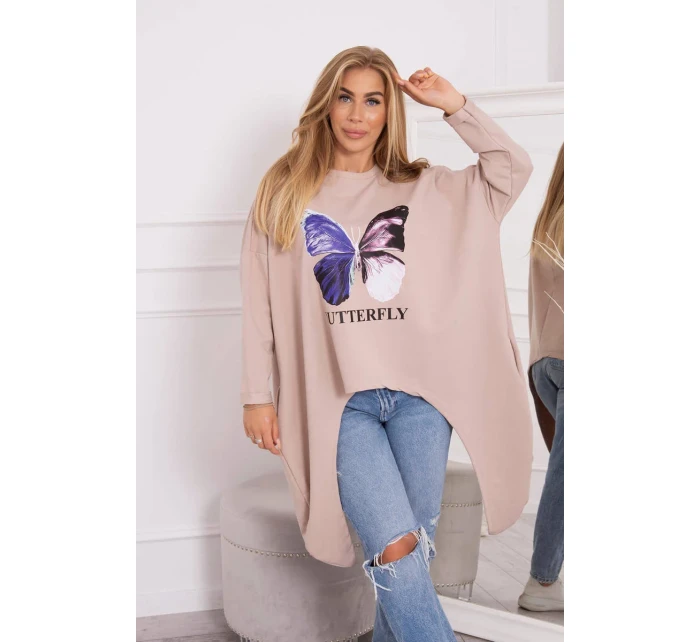 Oversize halenka s potiskem béžová