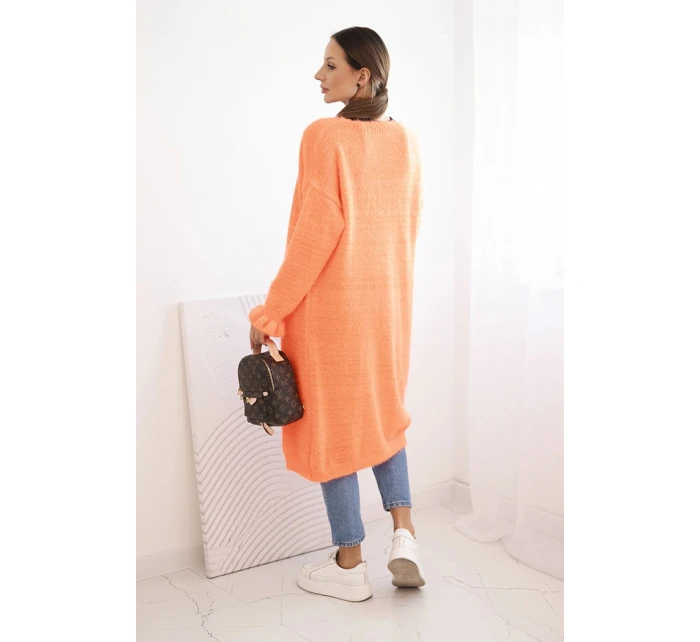 Dámský kardigan s vlnou v  růžový model 21402220 - K-Fashion