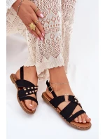 Dámské sandály na plochém podpatku se zlatými hroty černé Zanira Dámské sandály na plochém podpatku se zlatými hroty černé Zanira