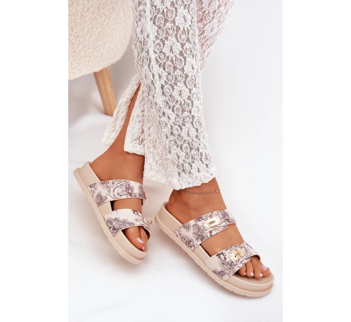 Vzorované Dámské Pantofle Na Platformě Béžové Sorina Vzorované Dámské Pantofle Na Platformě Béžové Sorina