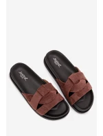 Dámské pantofle Eko semiš s pásky tmavě hnědé model 21918929 - Boto Dámské pantofle Eko semiš s pásky tmavě hnědé model 21918929 - Boto