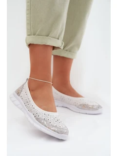 Kožené Ažurové Baleríny model 22027780 Bílé - S.Barski