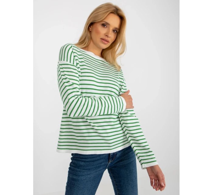 Dámský svetr LC SW 6006 .22 bílé a zelené - FPrice Dámský svetr LC SW 6006 .22 bílé a zelené - FPrice