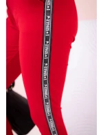 Dámské teplákové kalhoty s lampasem a šňůrkou v pase červené