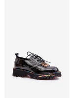 Lakované dámské polobotky na šněrování Artiker model 21672048 Černé - Boto