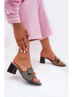 Dámské Pantofle Na Podpatku S Dekorací Černé model 21689670 - Boto