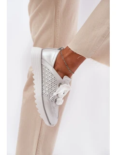 Dámské Kožené Tenisky Na Platformě D&A model 21695796 Stříbrné - S.Barski